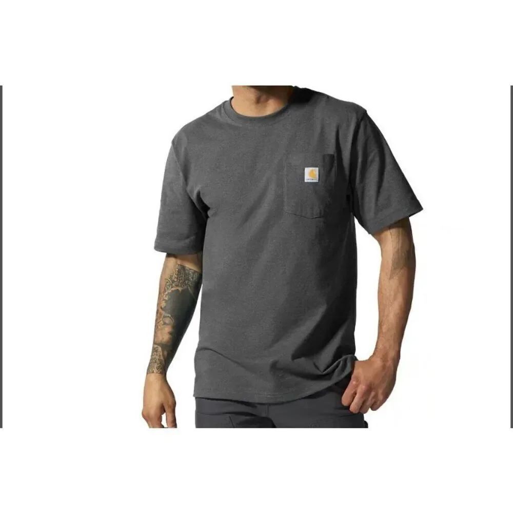 Carhartt Short Sleeve Pocket Tee – Men’s 3XL Tall Workwear T-Shirt Brown/Charcoa